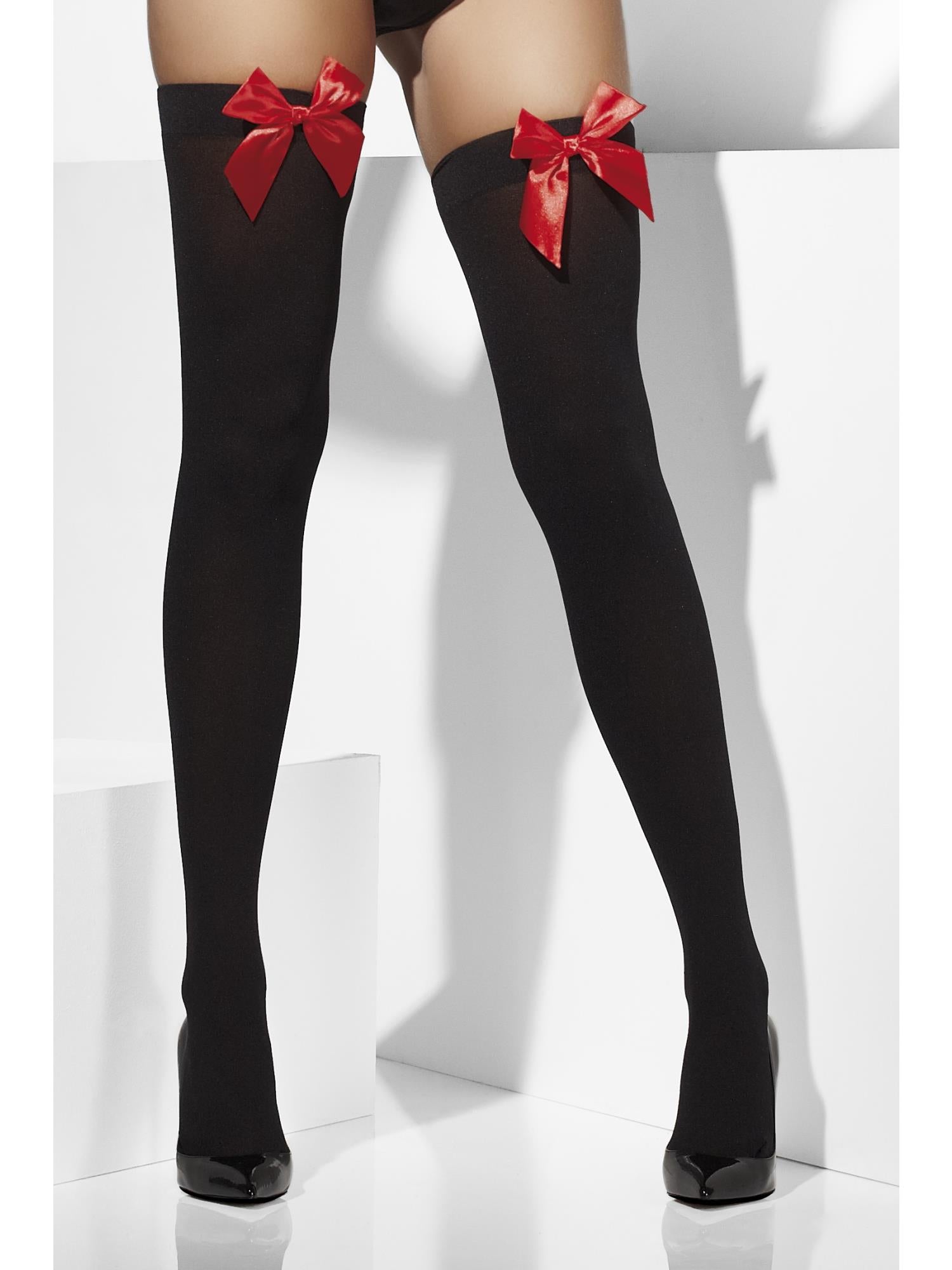 smiffys-fever-hold-ups-blickdicht-schwarz-mit-roter-schleife image 1