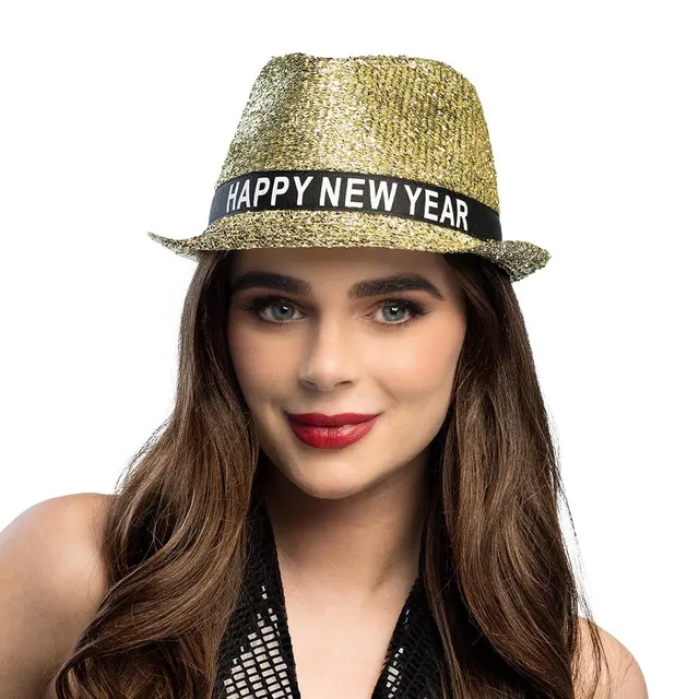 boland-headwear-happy-new-year-hut-gold-glitzer-fedora image 1