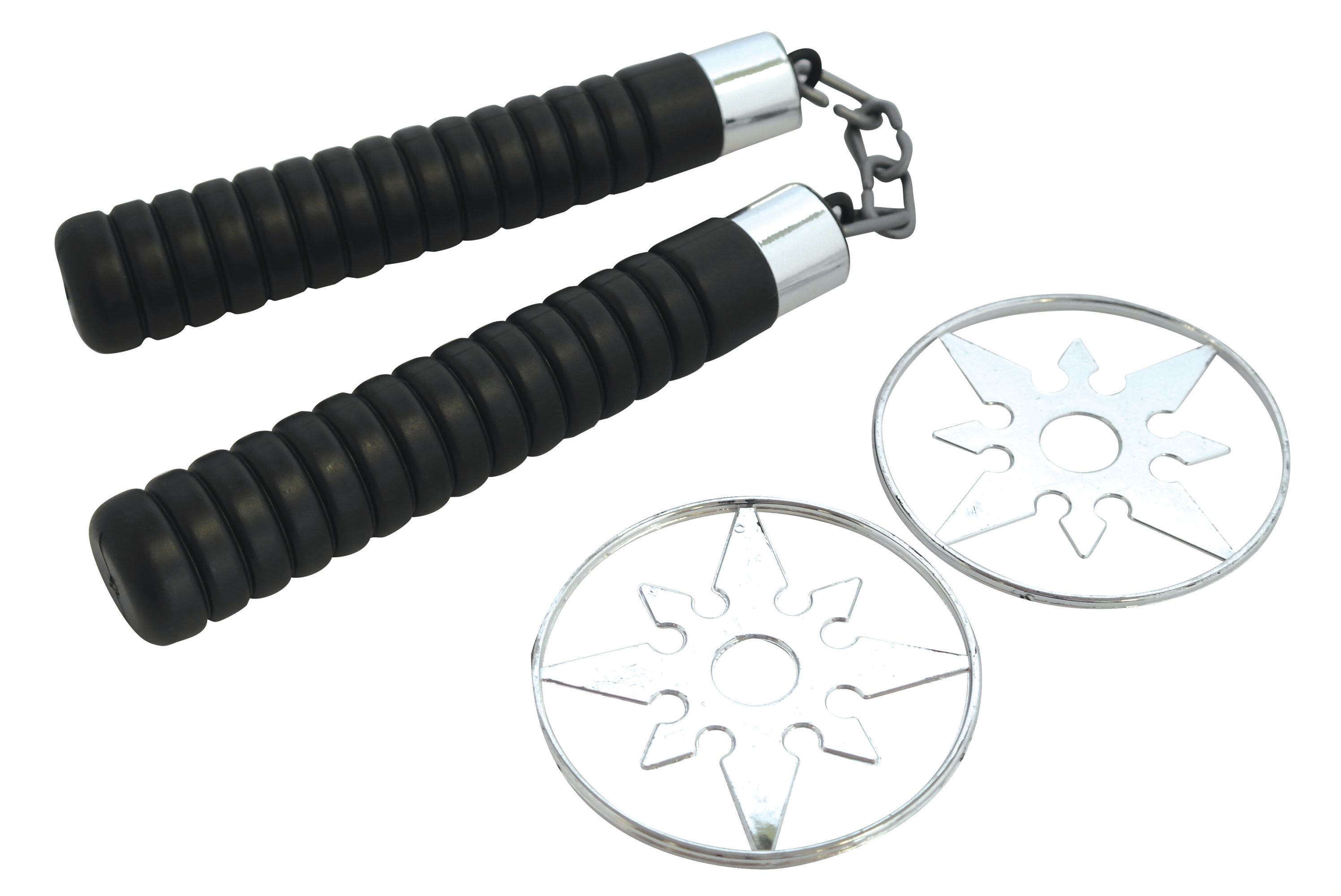 rubies-ninja-nunchaku-set-17cm-mit-wurfsternen image 1