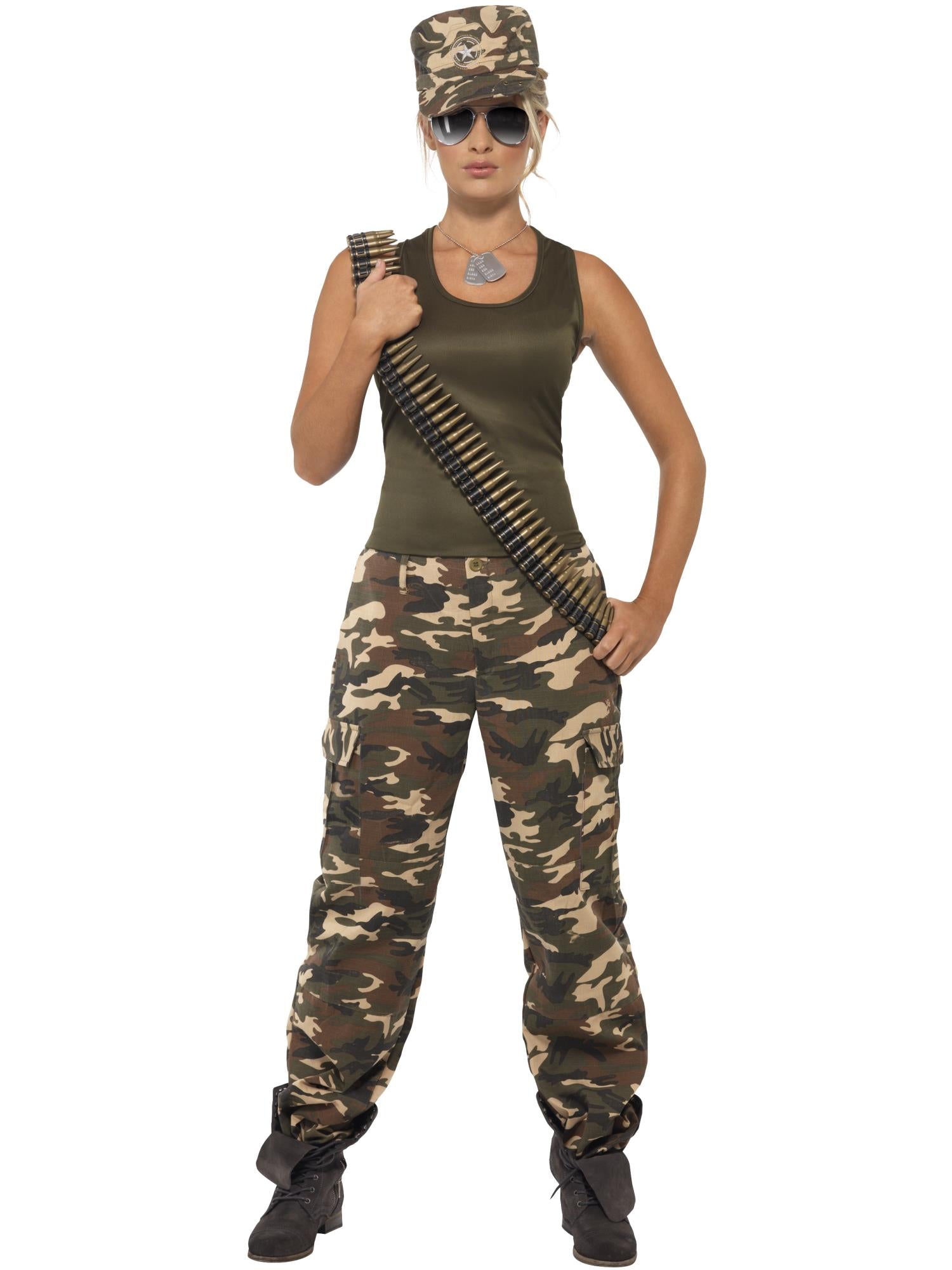smiffys-fever-khaki-camo-deluxe-kost-m-damen-3-tlg-khaki image 4
