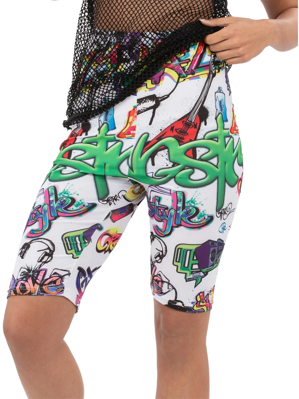 smiffys-fever-90s-graffiti-cycling-shorts-bunt image 1