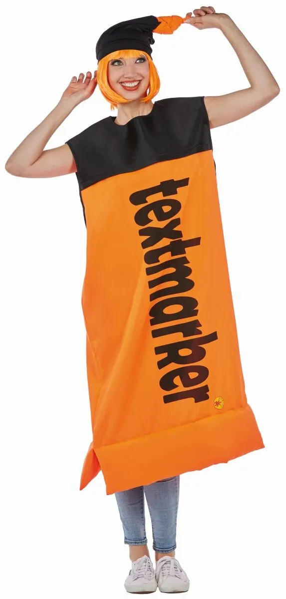 rubie-s-deluxe-textmarker-kost-m-orange-gr-m-mit-m-tze image 1