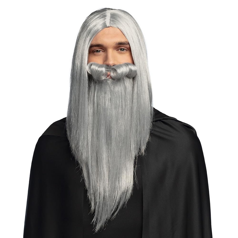boland-wigs-per-cke-und-bart-zauberer-merlin-grau-kunsthaar image 1