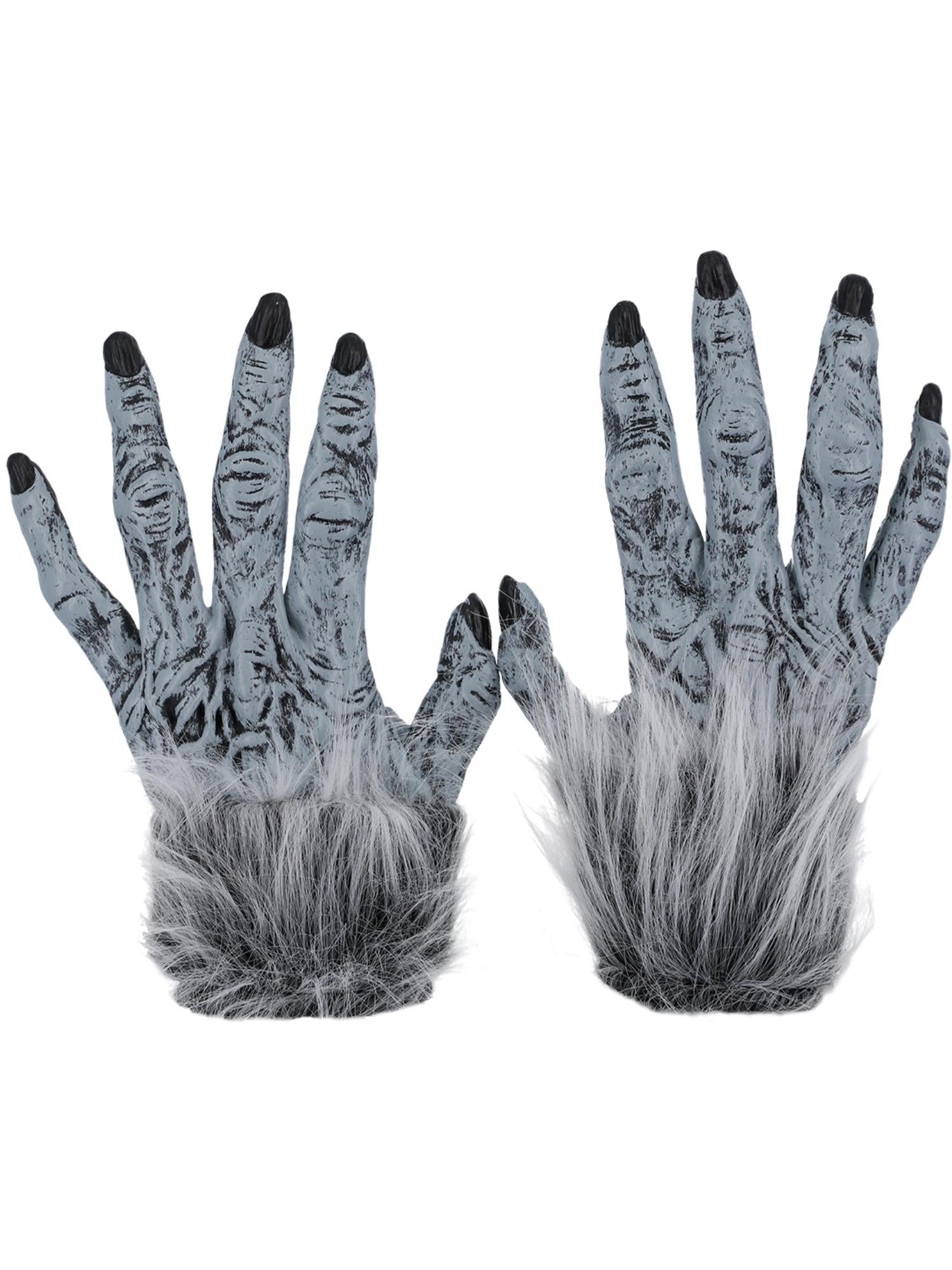 smiffys-fever-werwolf-handschuhe-grau-fell-krallen image 3
