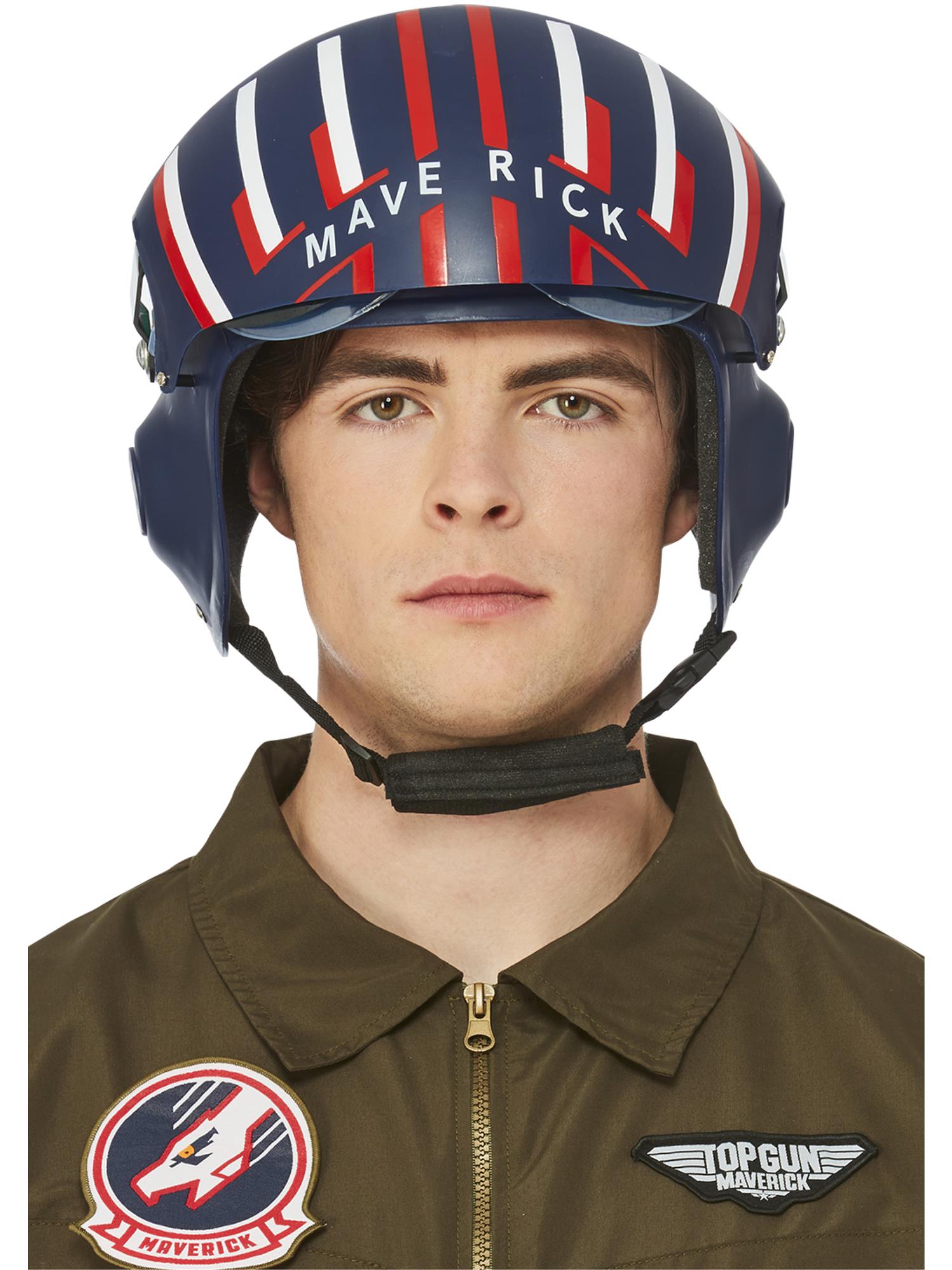 smiffys-fever-top-gun-maverick-pilotenhelm-blau-rot image 1