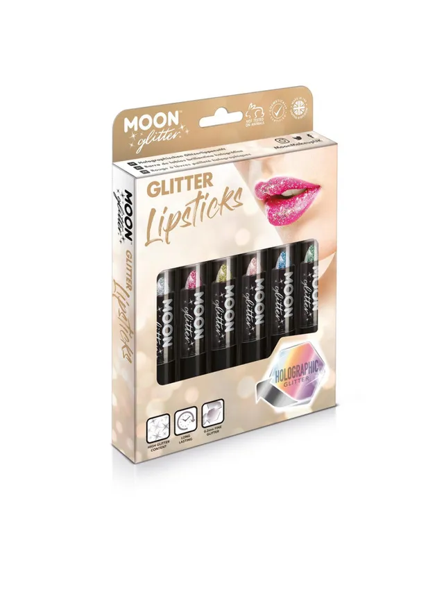 smiffys-makeup-fx-moon-glitter-lippenstift-set-6er-holografisch image 1