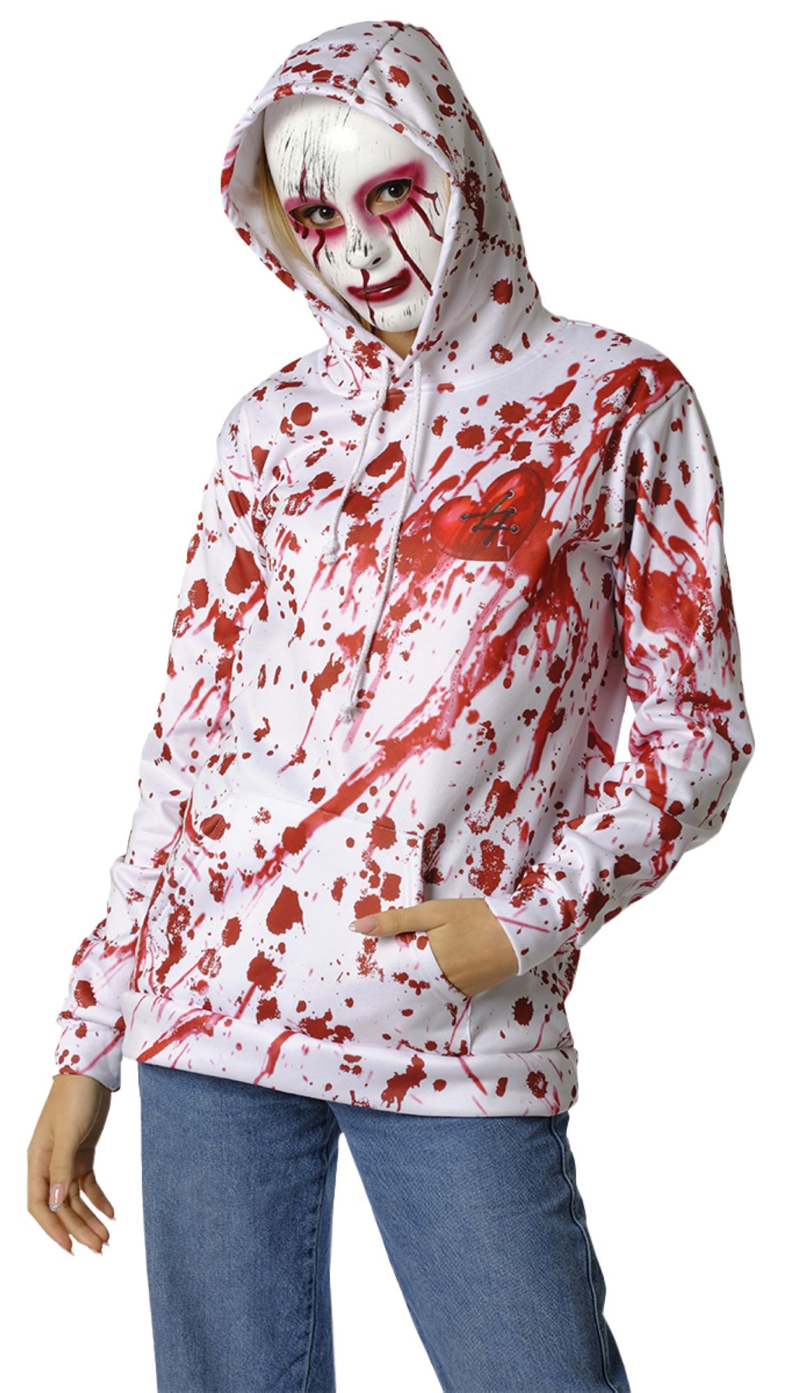 rubies-psycho-killer-set-erwachsene-hoodie-maske-blutig image 1