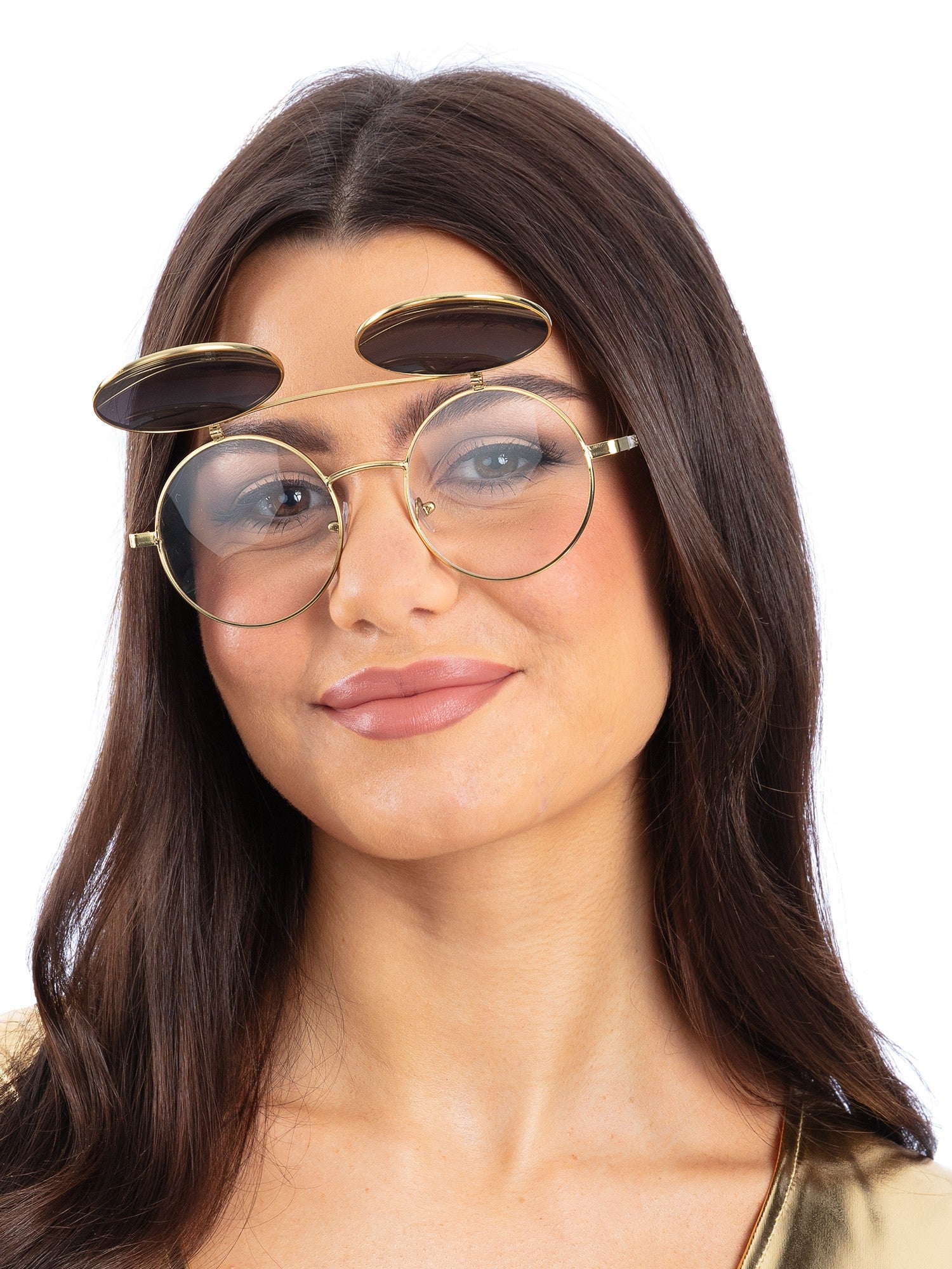smiffys-fever-flip-up-brille-gold-rund-verspiegelt image 2