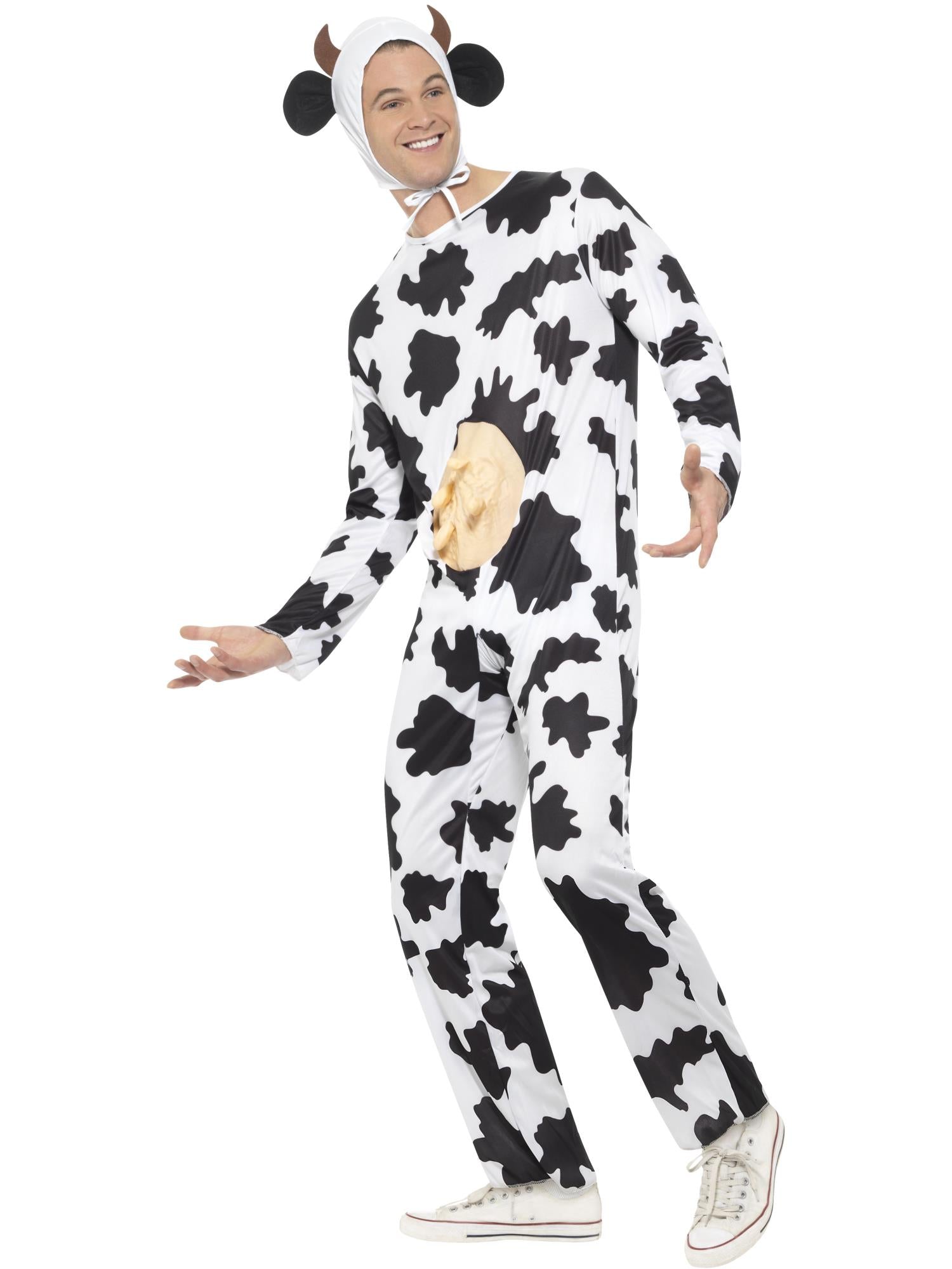 smiffys-fever-kuh-kost-m-jumpsuit-schwarz-wei-mit-euter image 3