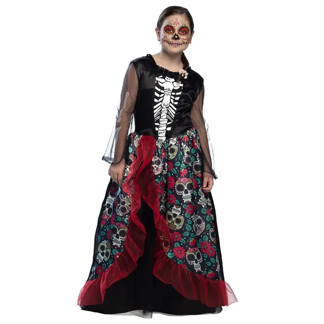 boland-totenkopf-kinderkost-m-4-6-jahre-skelett-kleid-schwarz image 1