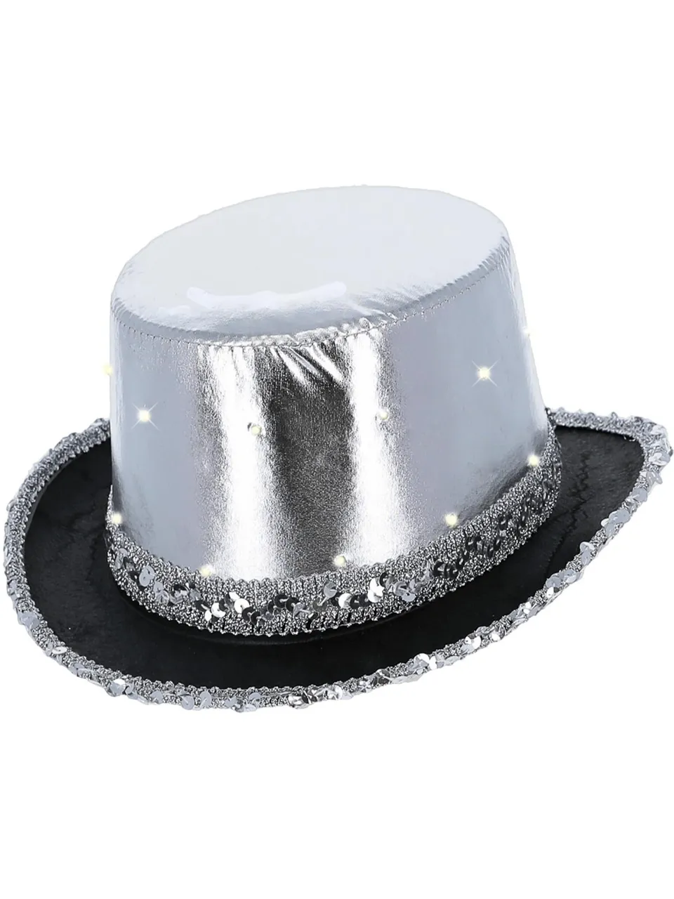 smiffys-fever-led-zylinder-silber-metallic-hut-mit-licht image 1