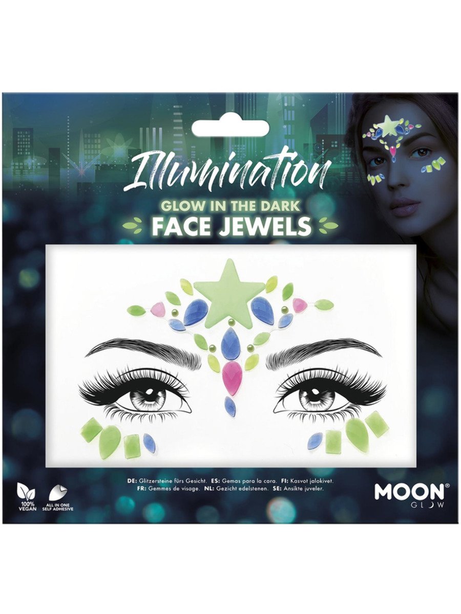 smiffys-makeup-fx-moon-glow-face-jewels-illumination-uv-neon image 1