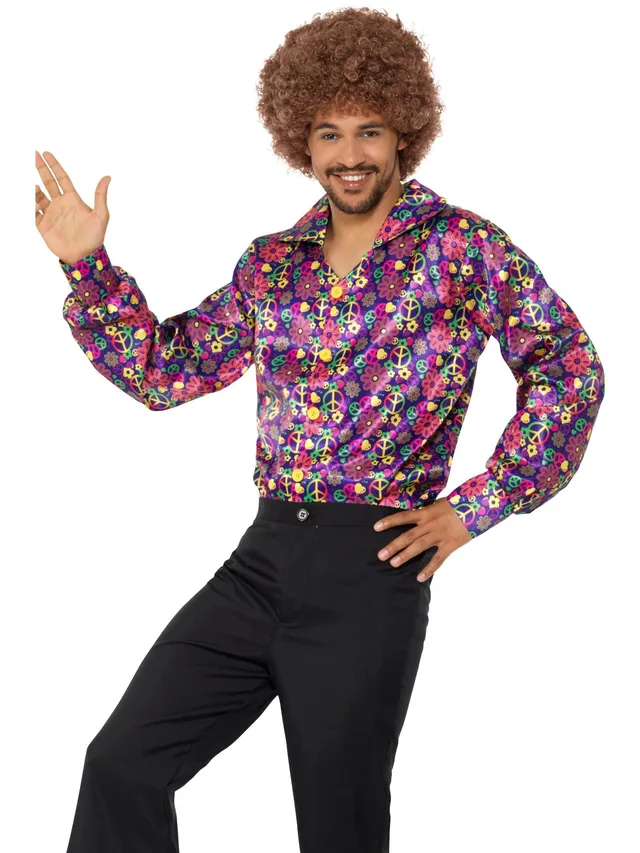 smiffys-fever-60s-psychedelic-cnd-shirt-herren-m-bunt image 1