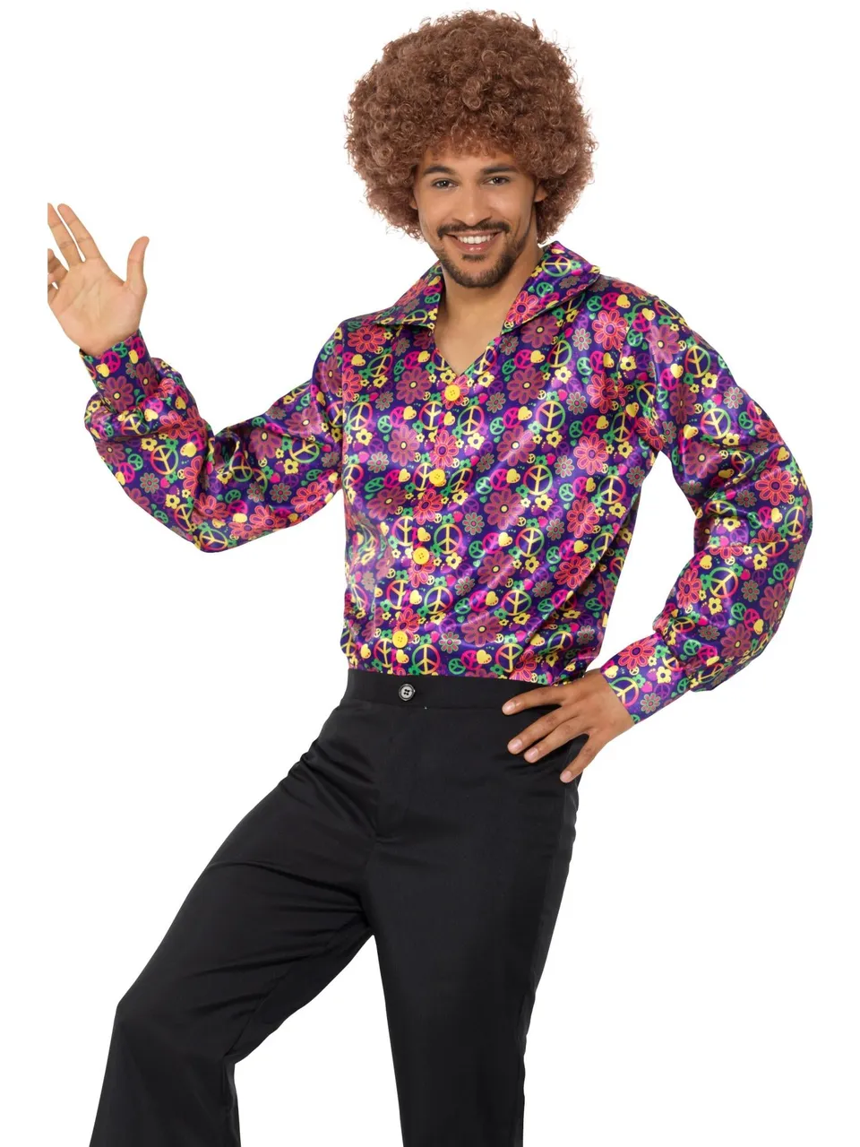 smiffys-fever-60s-psychedelic-cnd-shirt-herren-m-bunt image 1