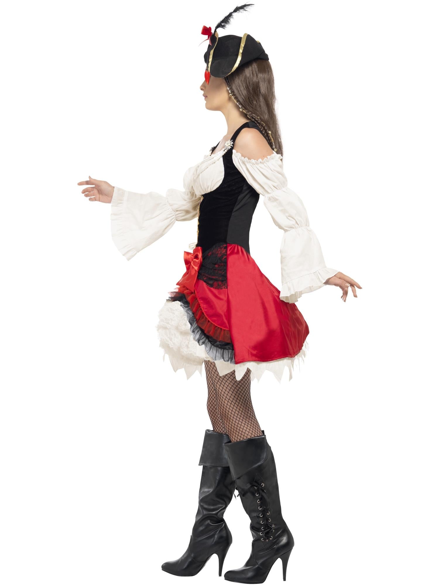 smiffys-fever-lady-pirate-kost-m-rot-kleid-hut-piratin image 2