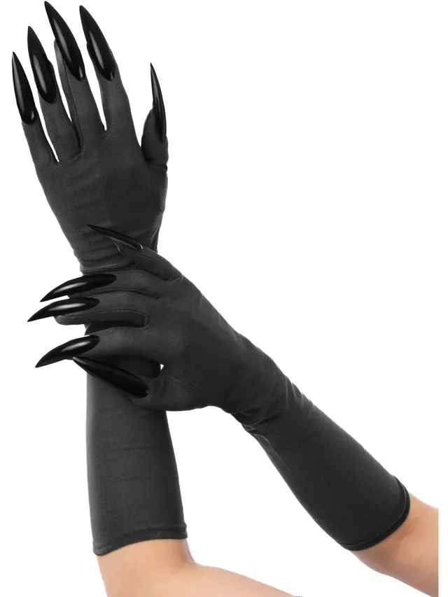 smiffys-fever-katzen-handschuhe-schwarz-mit-krallen-43cm image 1