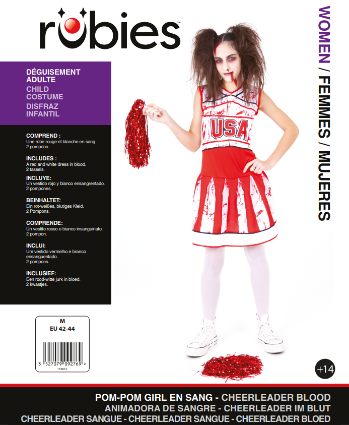 rubies-pompon-girl-cheerleader-kost-m-damen-einheitsgr-e-rot-wei image 3