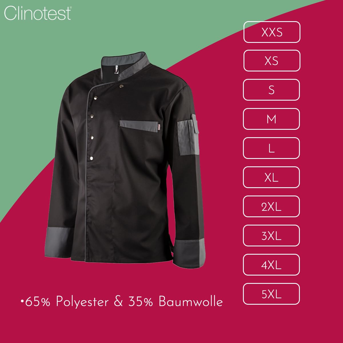 clinotest-personal-kochjacke-herren-langarm-wei-baumwolle image 3