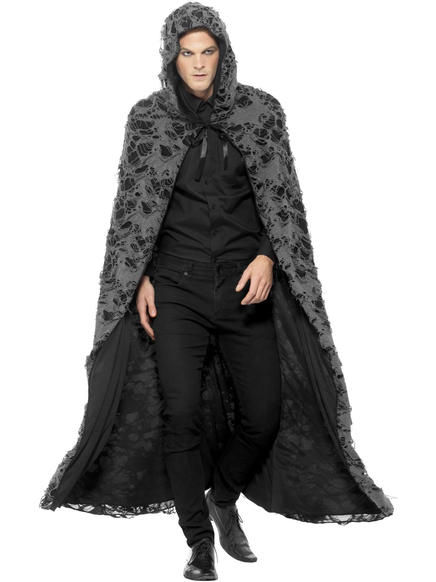 smiffys-fever-spell-caster-cape-umhang-grau-mit-kapuze image 2