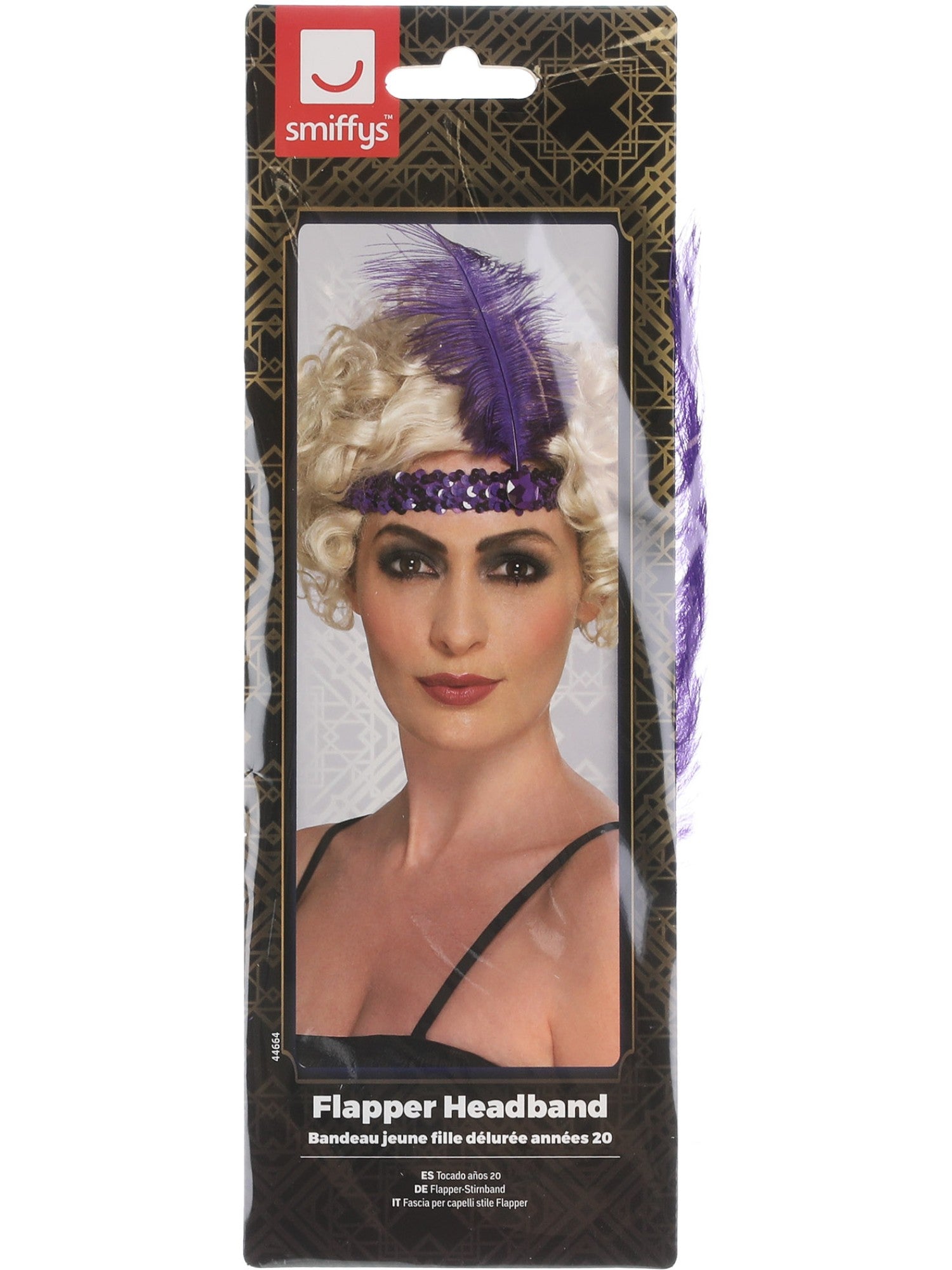 smiffys-fever-flapper-haarreif-lila-feder-20er-pailletten image 2
