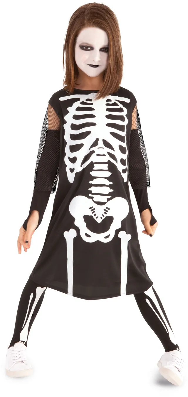 rubies-skelett-m-dchen-kost-m-kleid-mit-stulpen-str-mpfe image 1