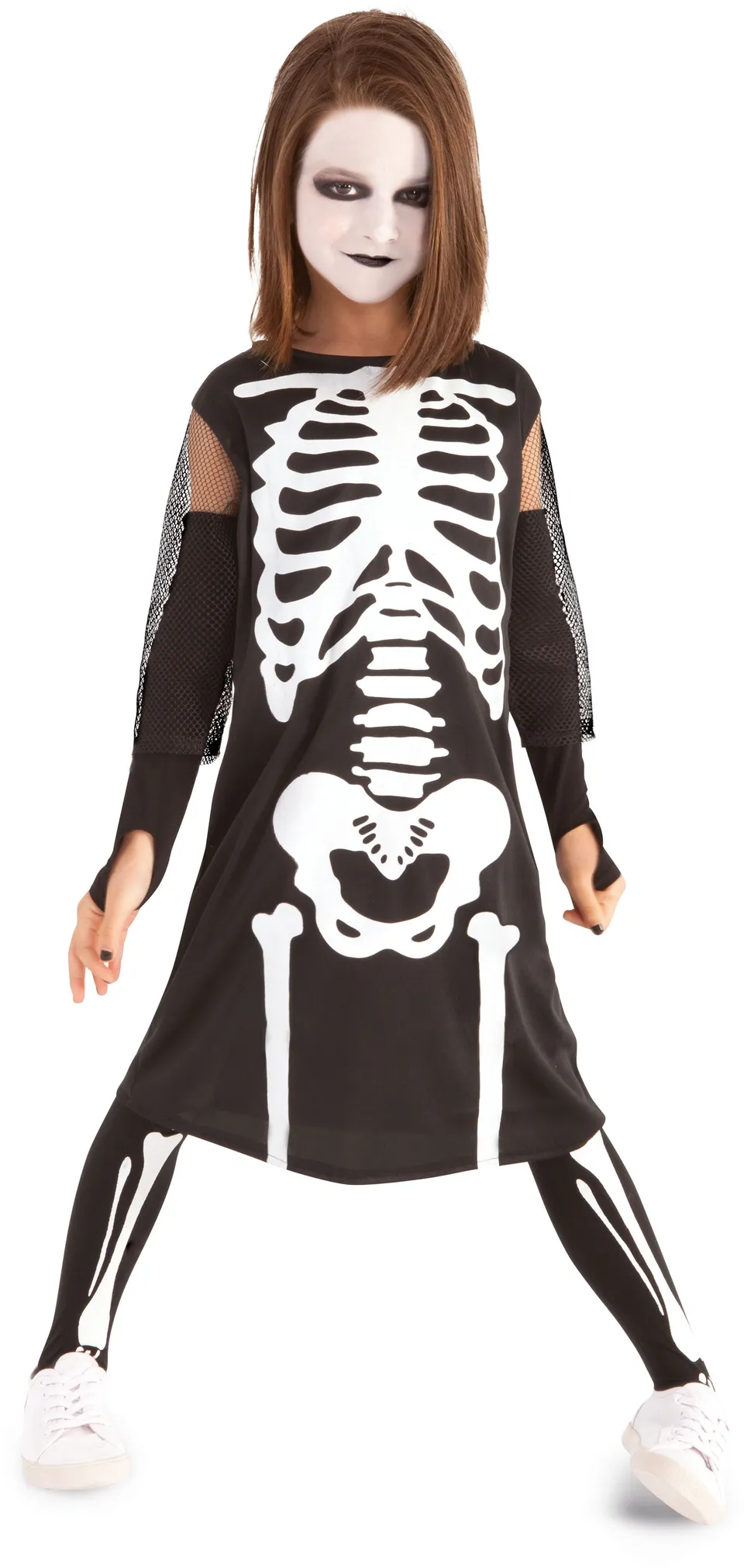 rubies-skelett-m-dchen-kost-m-kleid-mit-stulpen-str-mpfe image 1
