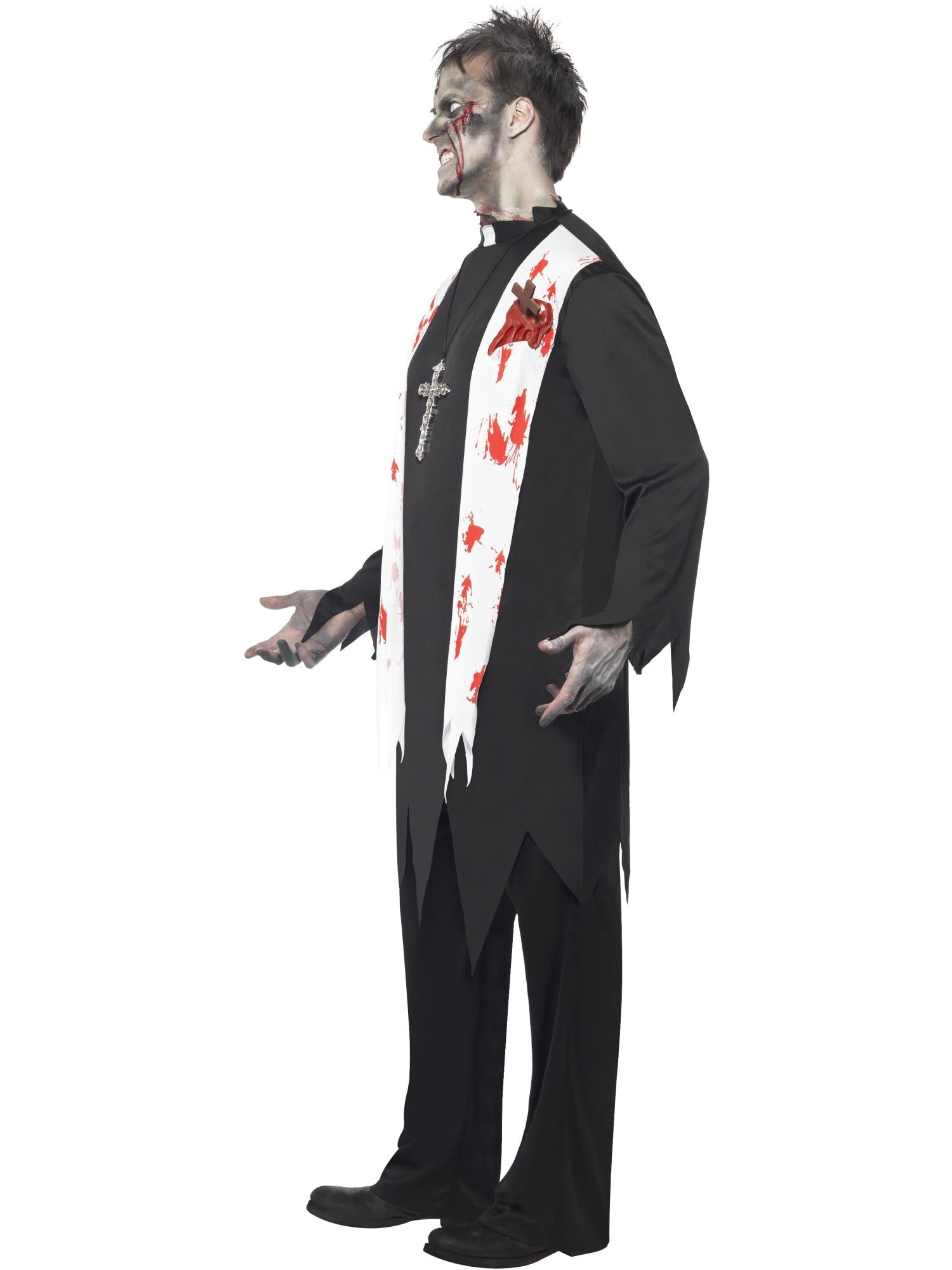 smiffys-fever-zombie-priester-kost-m-schwarz-herren-2tlg image 3