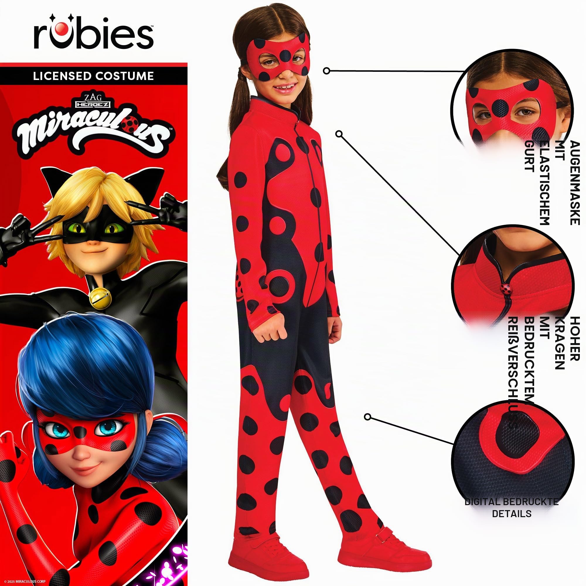 rubie-s-deluxe-miraculous-ladybug-kost-m-kinder-9-10-j-rot image 3