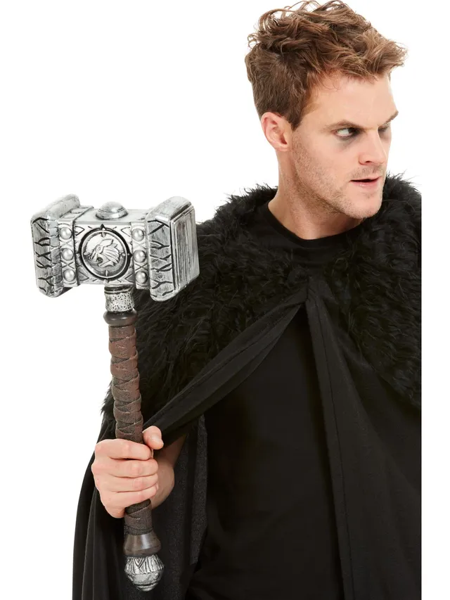 smiffys-fever-hammer-prop-thor-spielzeug-silber-braun image 1