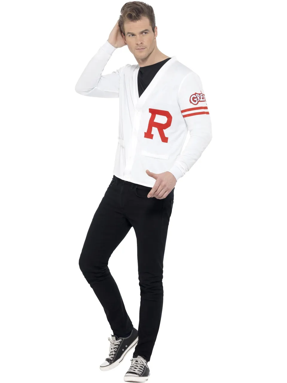 smiffys-fever-grease-rydell-prep-kost-m-wei-strickjacke image 1