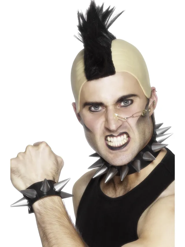 smiffys-fever-punk-choker-und-armband-set-schwarz image 1