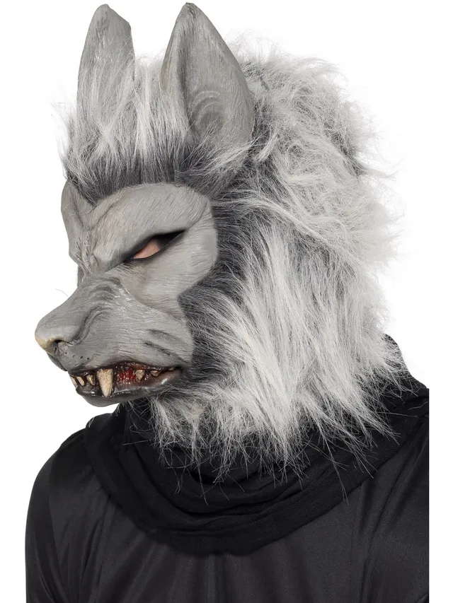 smiffys-fever-werwolf-maske-grau-latex-mit-fell image 1