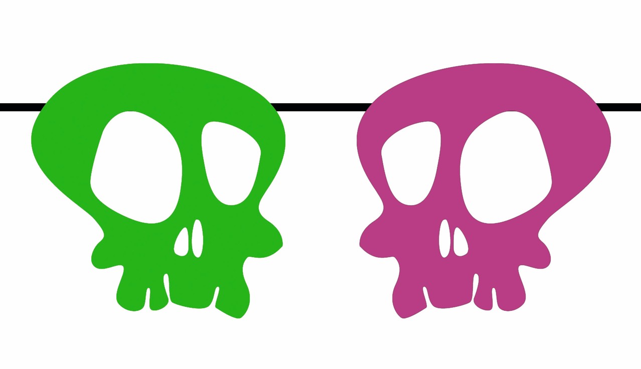 rubies-neon-skelett-girlande-orange-gr-n-rosa-halloween image 2