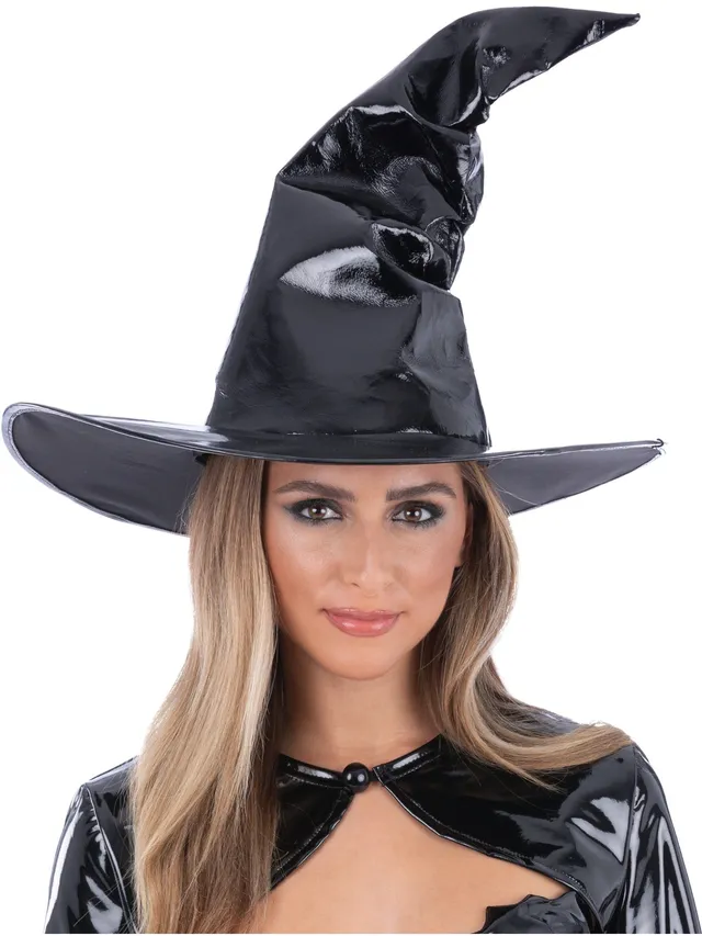 smiffys-fever-wetlook-hexenhut-schwarz-damen-halloween image 1