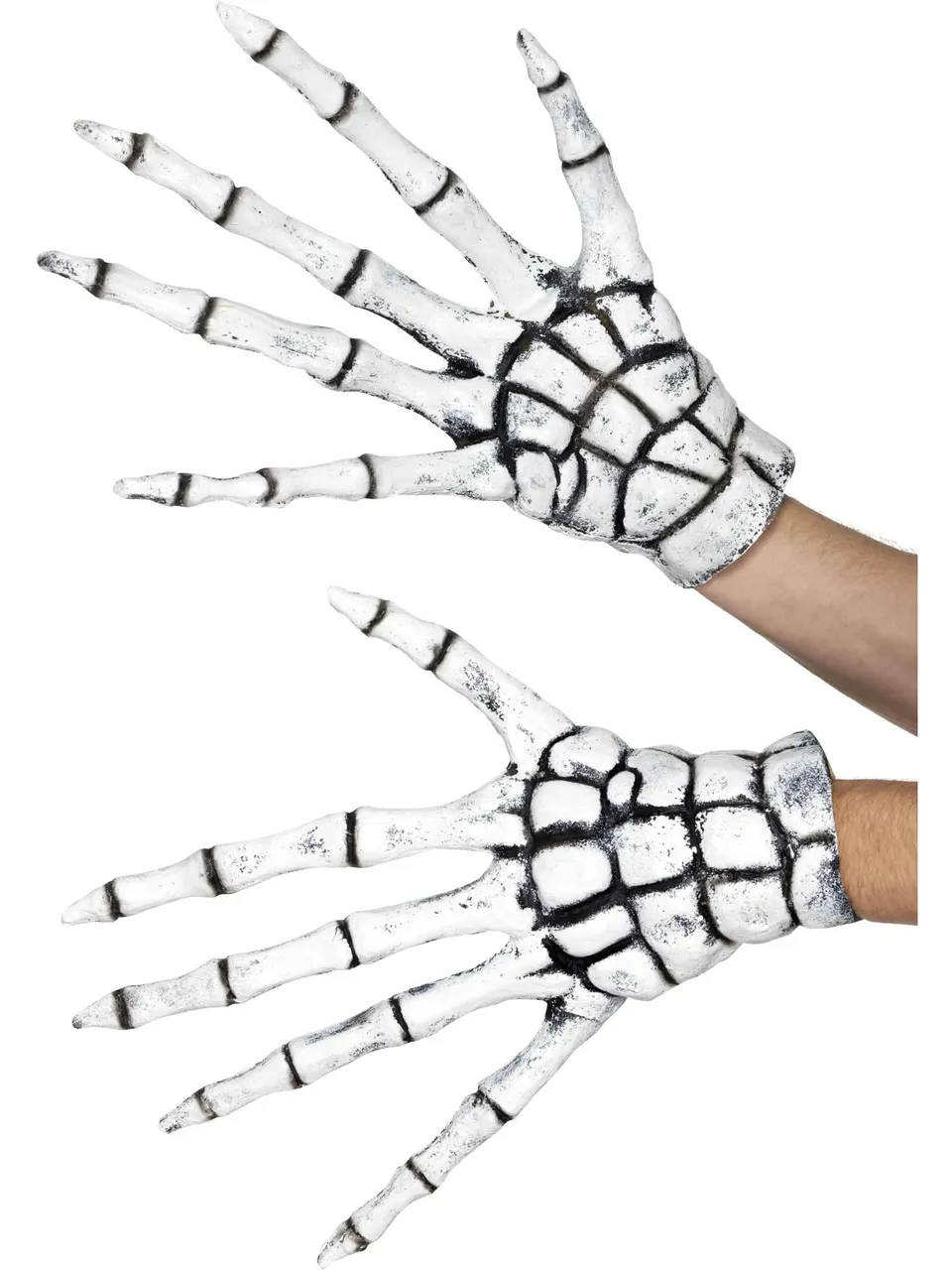 smiffys-fever-skelett-handschuhe-wei-schwarz-latex image 1