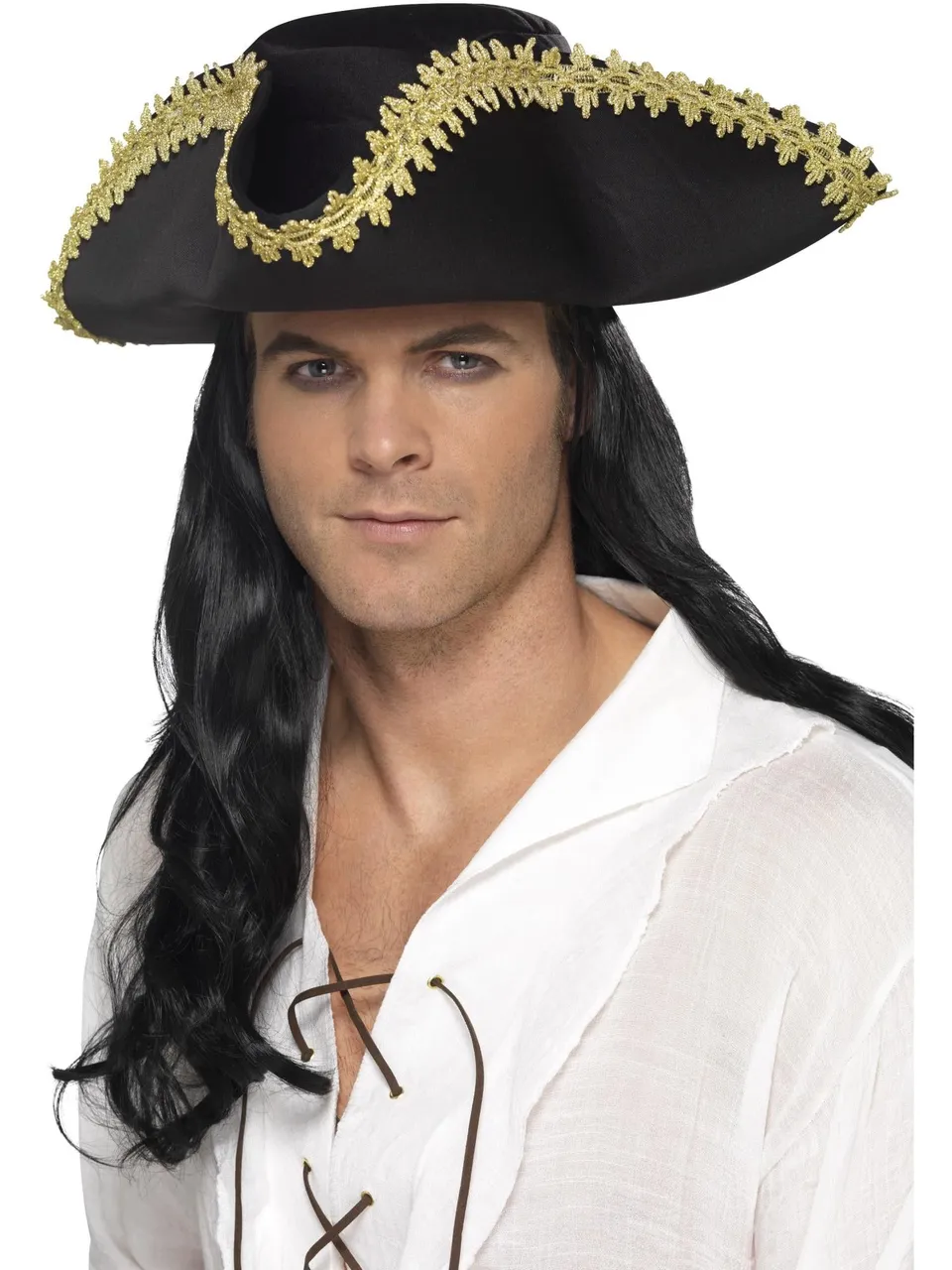 smiffys-fever-piratenhut-schwarz-gold-dreispitz-einheitsgr image 1