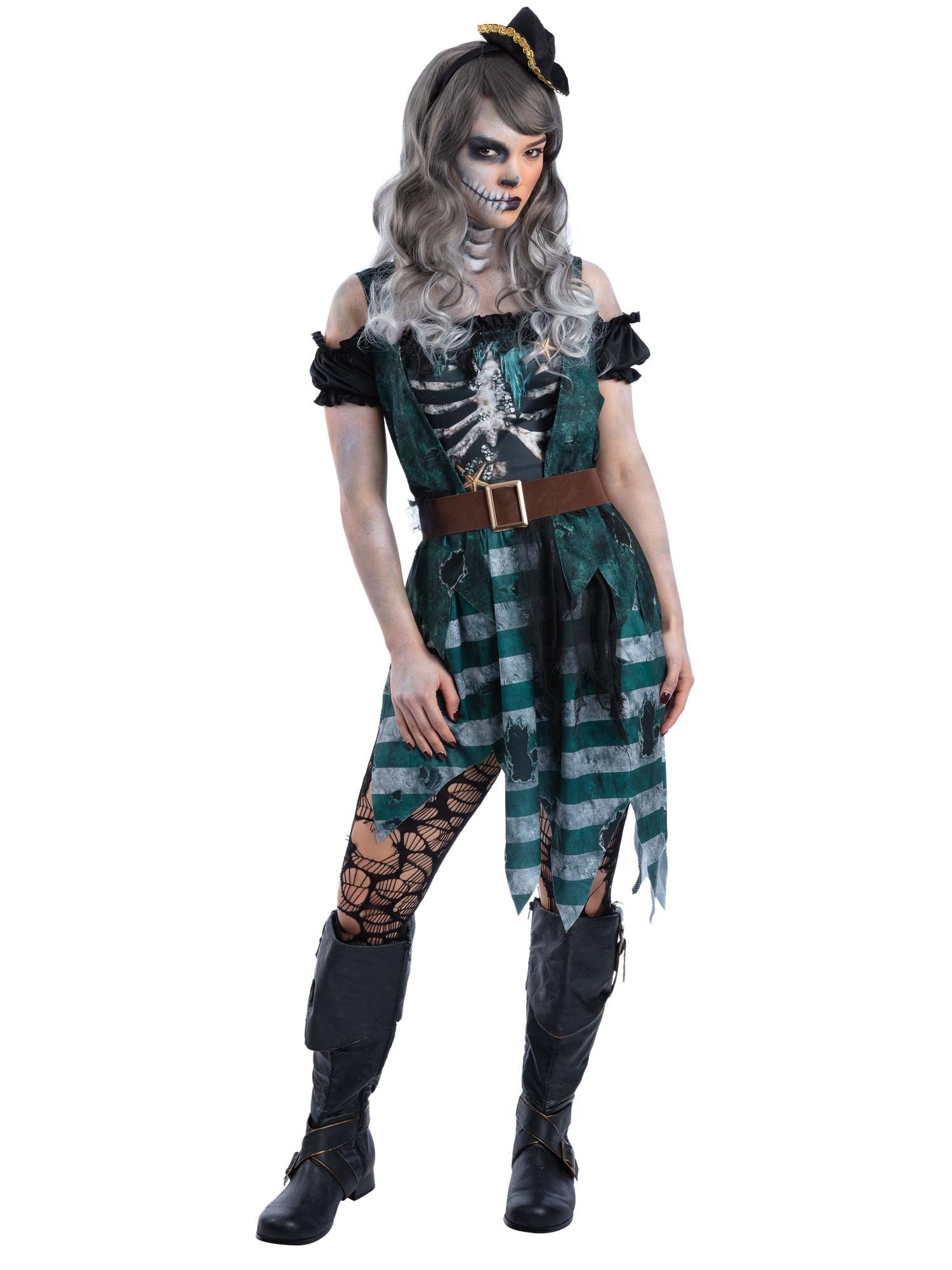 smiffys-fever-skelett-pirat-kost-m-damen-kleid-hut-m image 4
