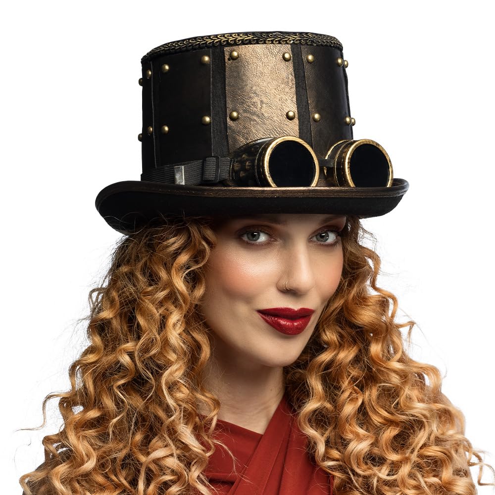 boland-metalpunk-steampunk-zylinder-hut-braun-59cm-mit-brille image 2
