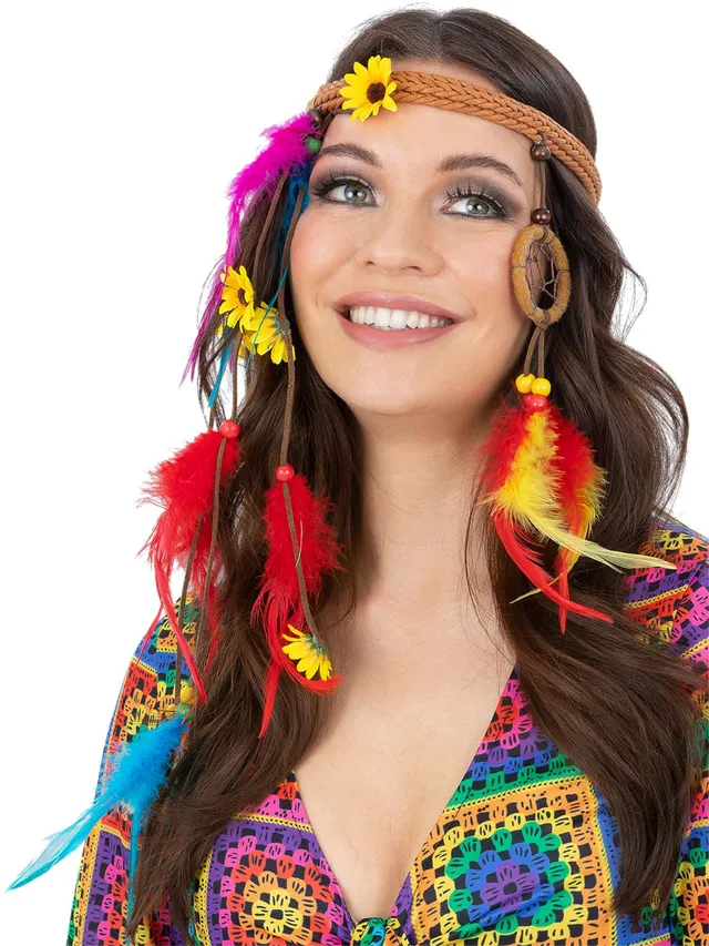 smiffys-fever-hippie-traumf-nger-stirnband-bunt-federn image 1