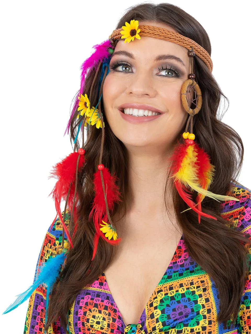 smiffys-fever-hippie-traumf-nger-stirnband-bunt-federn image 1