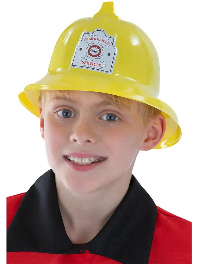 smiffys-fever-feuerwehrhelm-kinder-helm-gelb-mit-abzeichen image 1