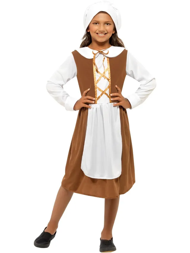 smiffys-fever-tudor-girl-kost-m-braun-gr-e-m-7-9-jahre image 1