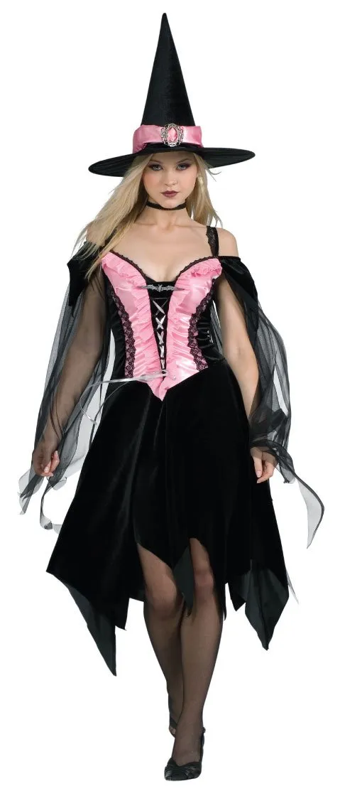 rubie-s-deluxe-witch-hexenkost-m-schwarz-rosa-kleid-hut image 1