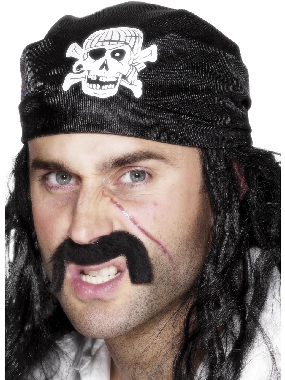 smiffys-fever-piraten-kopftuch-totenkopf-schwarz image 1