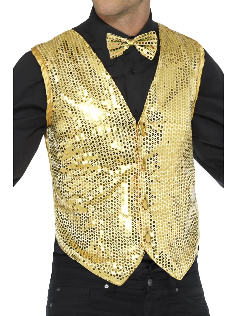 smiffys-fever-pailletten-weste-herren-gold-mit-kn-pfen image 1