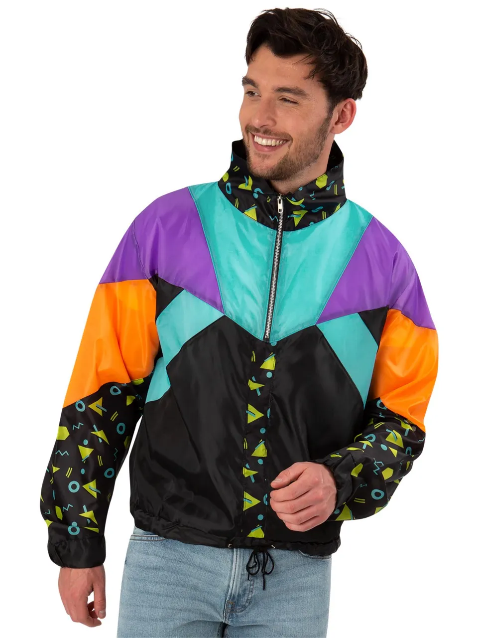 smiffys-fever-80s-windbreaker-jacke-retro-bunt-gr-m-unisex image 1