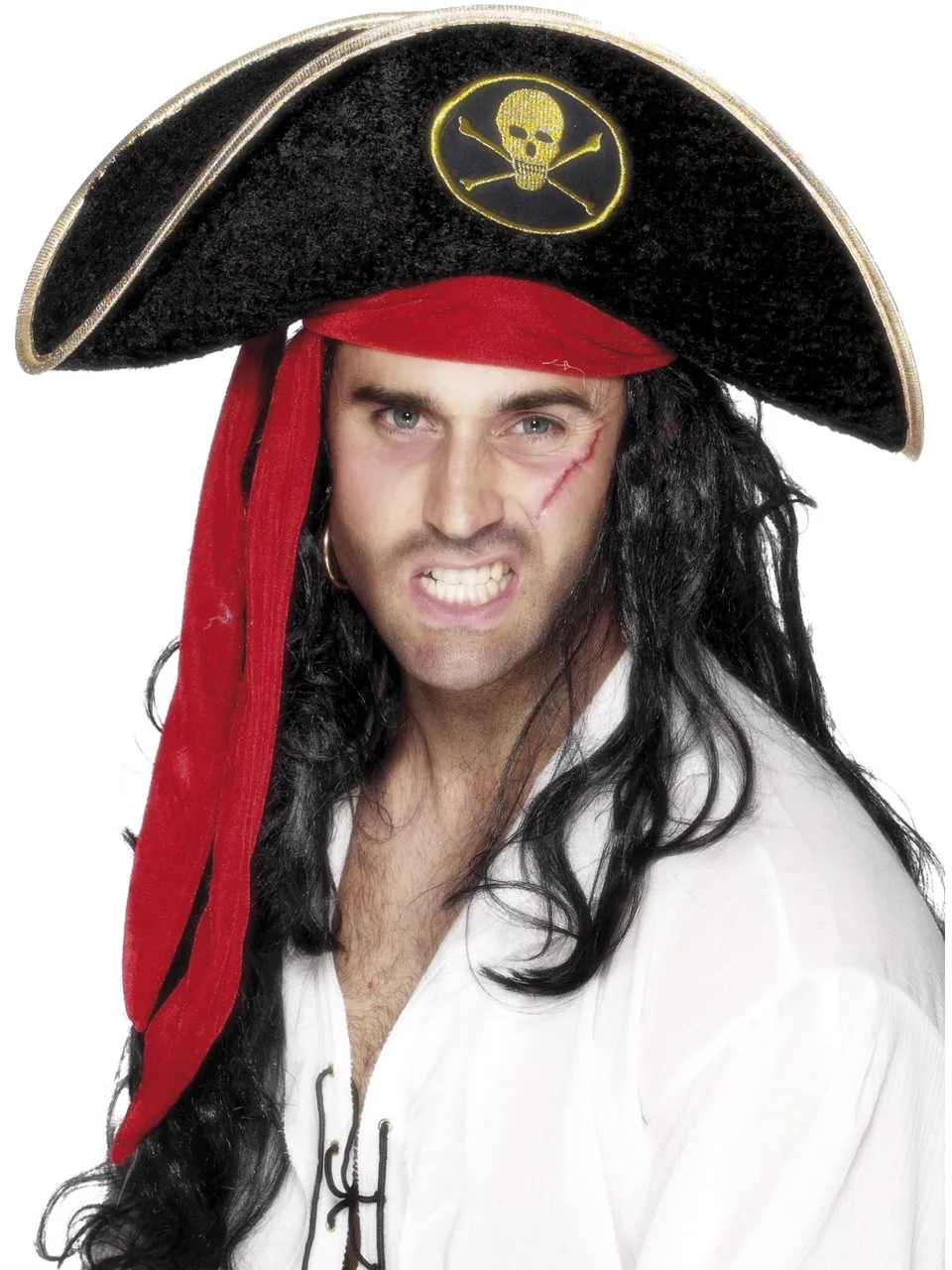 smiffys-fever-piratenhut-schwarz-totenkopf-einheitsgr image 1