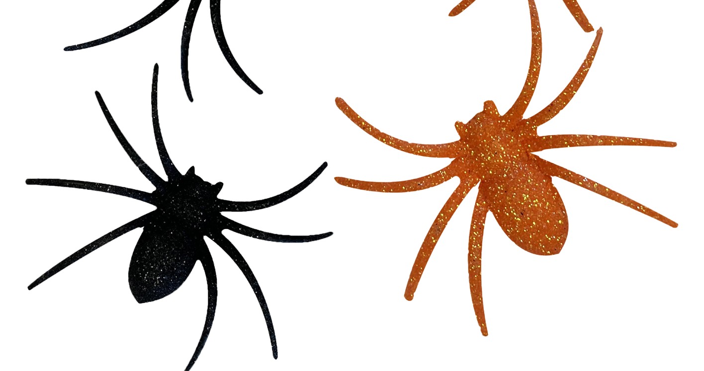 rubies-deko-glitzer-spinnen-schwarz-orange-6er-pack image 2