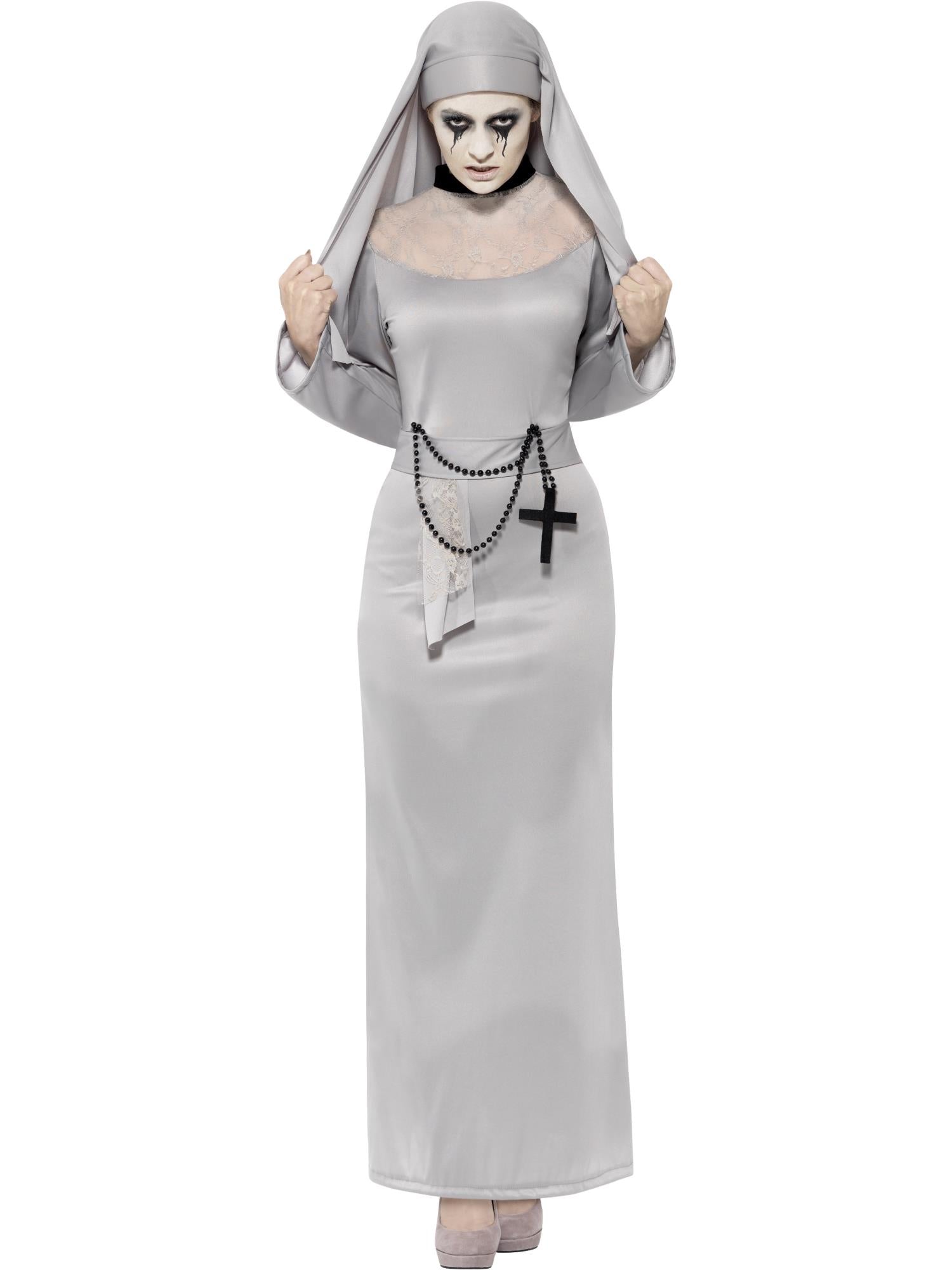 smiffys-fever-gothic-nonnenkost-m-damen-grau-mit-haube image 1