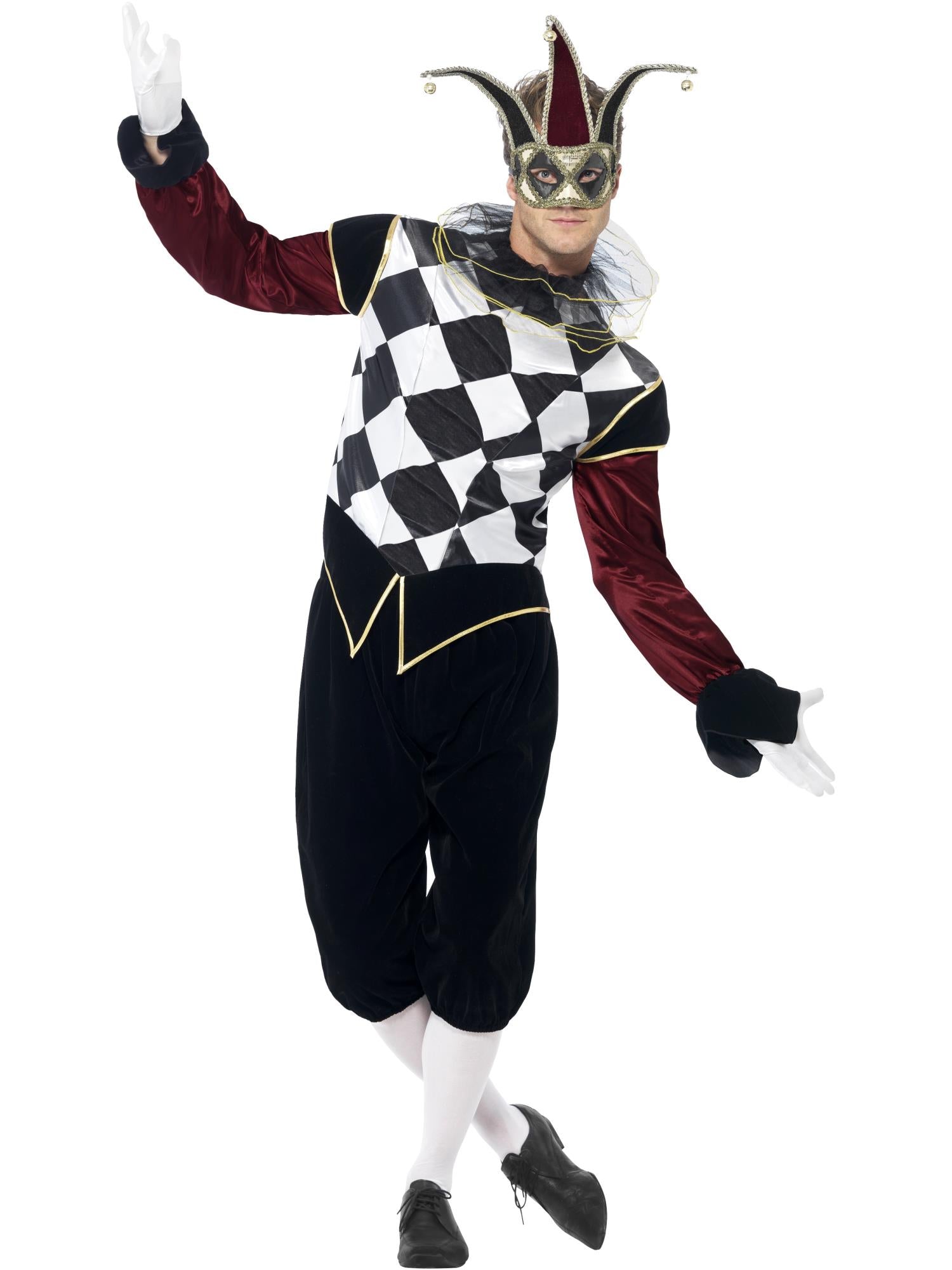 smiffys-fever-gothic-harlequin-kost-m-herren-schwarz image 1